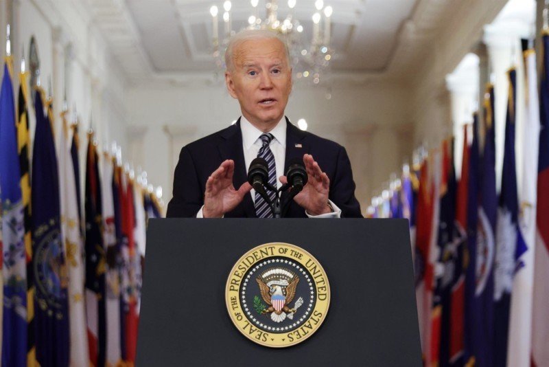El presidente de Estados Unidos, Joe Biden, en su primer discurso a la nación. - ALEX WONG