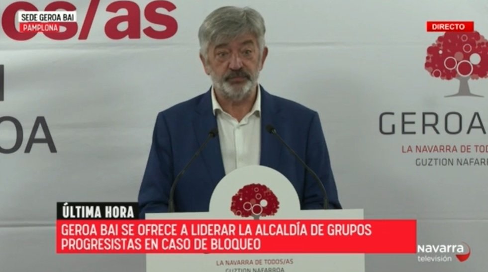 Rueda de prensa de Koldo Martínez (Geroa Bai). Foto: Navarra TV